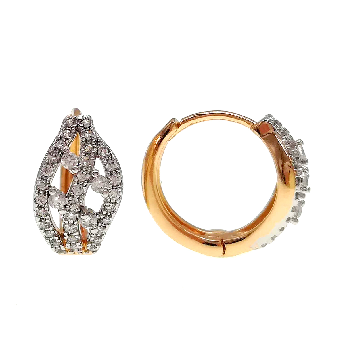 

Серьги Xuping из медицинского золота, белые фианиты, позолота 18К + родий, 24408