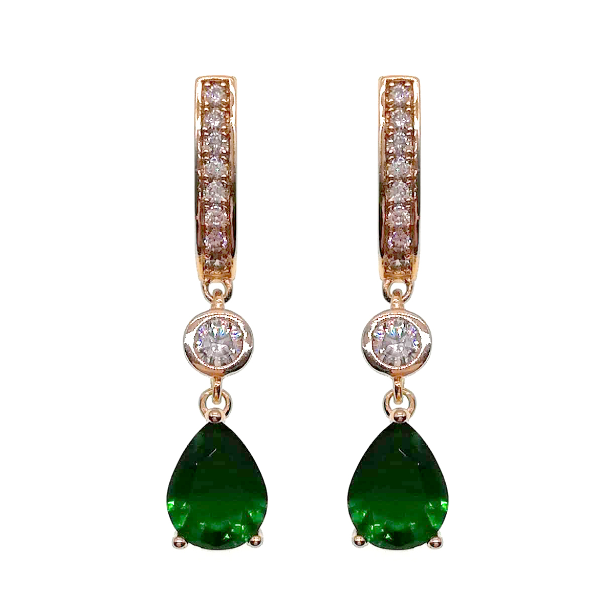 

Серьги Xuping из медицинского золота, зеленые фианиты, позолота 18K, 23829