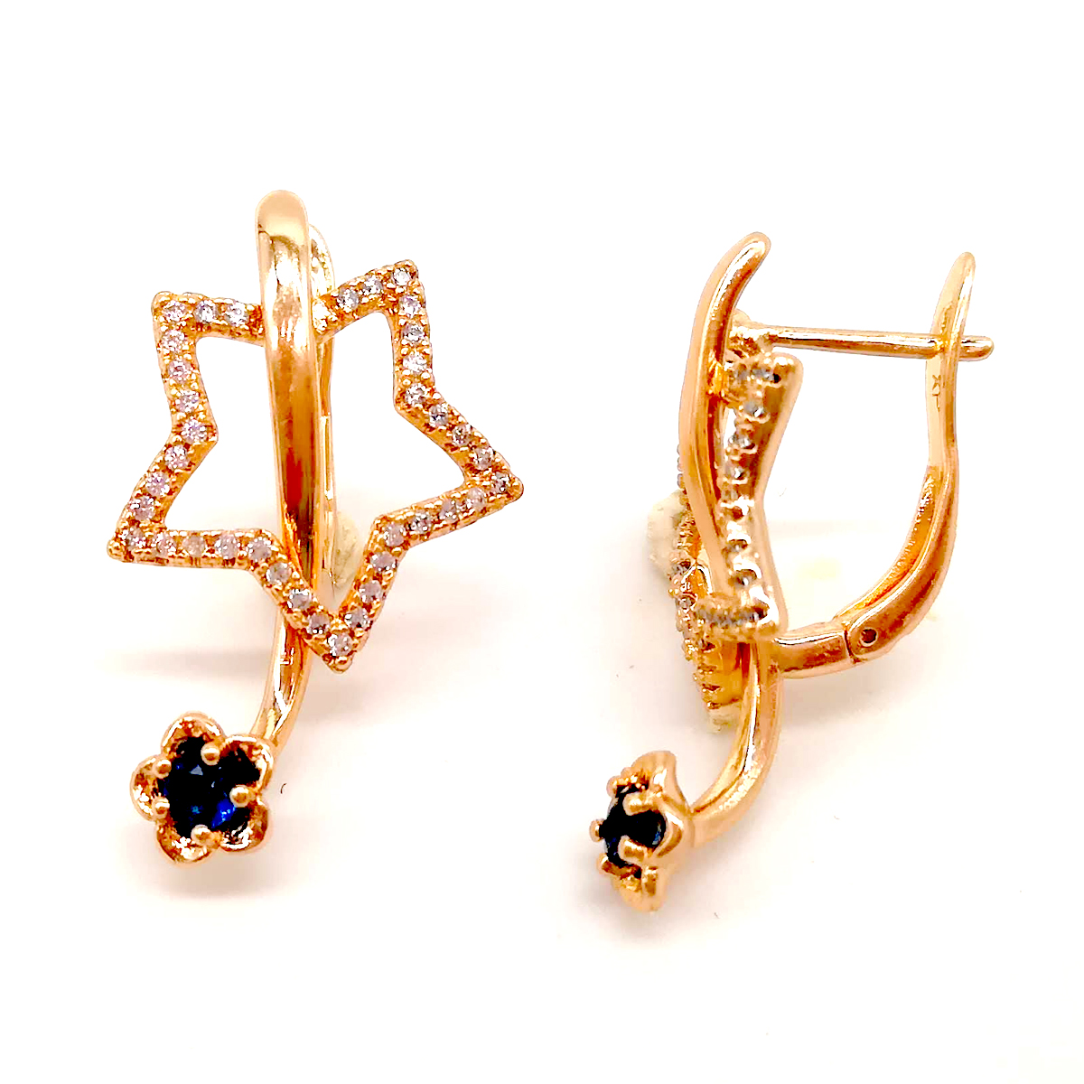 

Серьги Xuping из медицинского золота, синие фианиты, позолота 18К, 23526