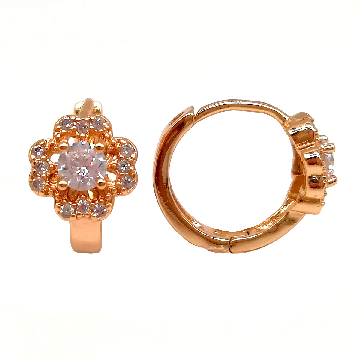 

Серьги Xuping из медицинского золота, белые фианиты, позолота 18К, 23288
