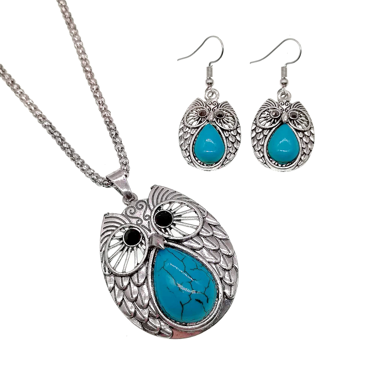 

Набор SONATA "Сова" (подвеска на цепочке, серьги), прессованна бирюза, 73474