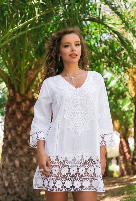 

Туника с вышивкой и кружевом Fresh Cotton 369 F-1c () Белый, Туника с вышивкой и кружевом Fresh Cotton 369 F-1c 48(XL) Белый
