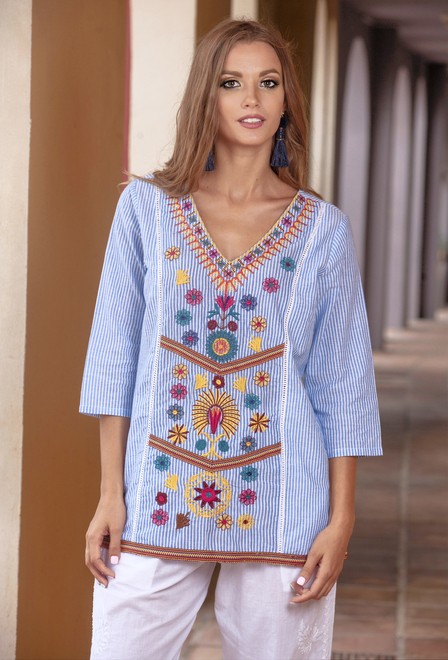 

Пляжная туника с цветной вышивкой Fresh Cotton 1306 F-1c () Полосатый, Пляжная туника с цветной вышивкой Fresh Cotton 1306 F-1c 44(M) Полосатый
