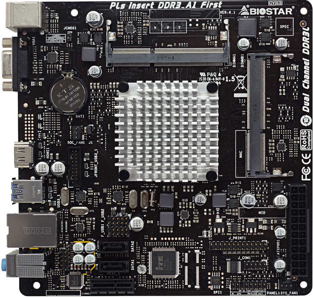 

Материнская плата Biostar J3160NH (Intel Celeron J3160, SoC, PCI-Ex1)