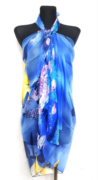 

Легкое парео Fashion Аманда рыбки 155*95 см синий 513