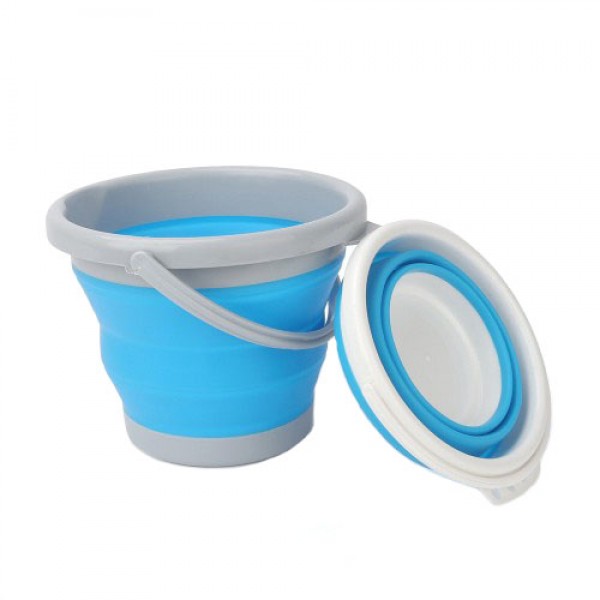 

Ведро складное туристическое Collapsible Bucket Blue силиконовое круглое для для рыбалки воды и пищевых продуктов на 10 л + петля для подвешивания (47550 I)