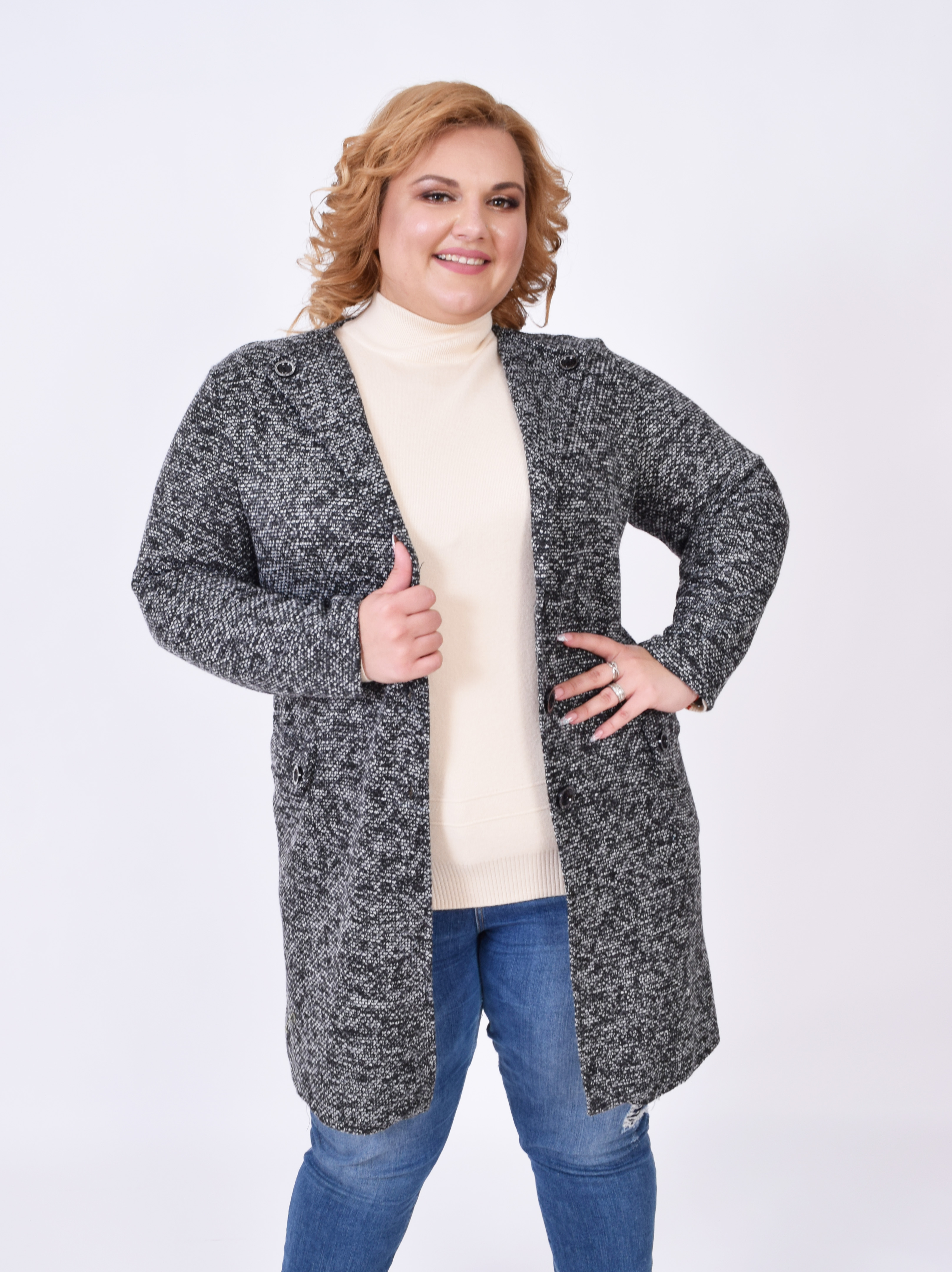 

Женский кардиган Lady Look на пуговицах 1015 серый 54