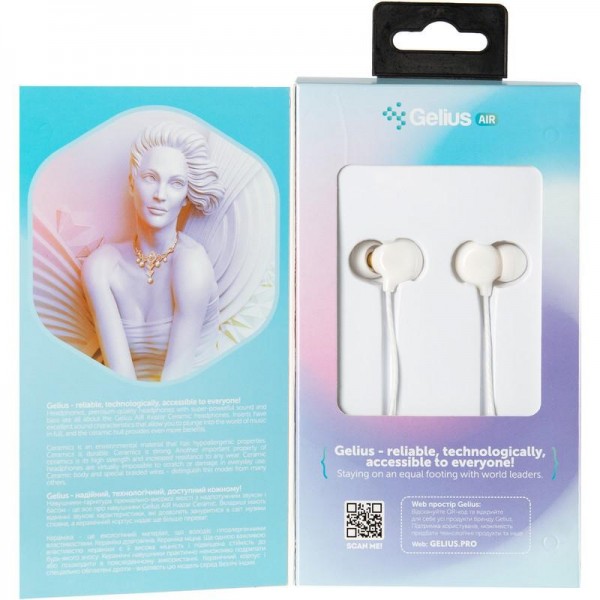

Наушники проводные Gelius Air Kvazar Ceramic GA-WE-001 White with mic + button call answering