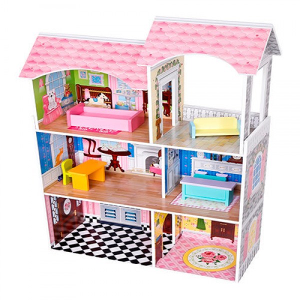 

Деревянный домик для кукол Best Toys 2046 с мебелью