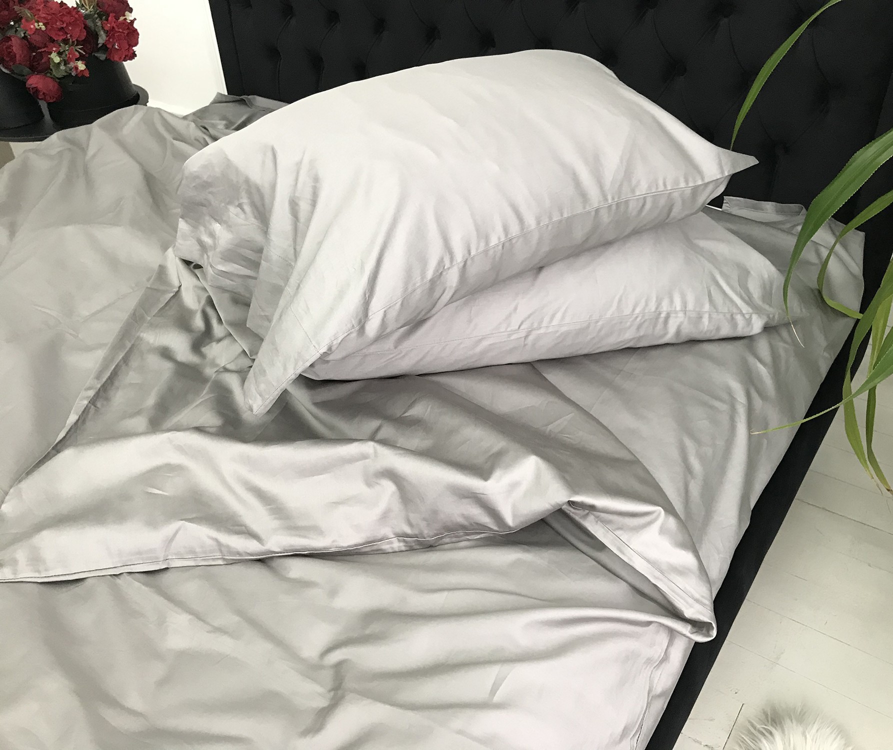 

Постельное белье длинноволокнистый хлопок-сатин (евро) Серебристый