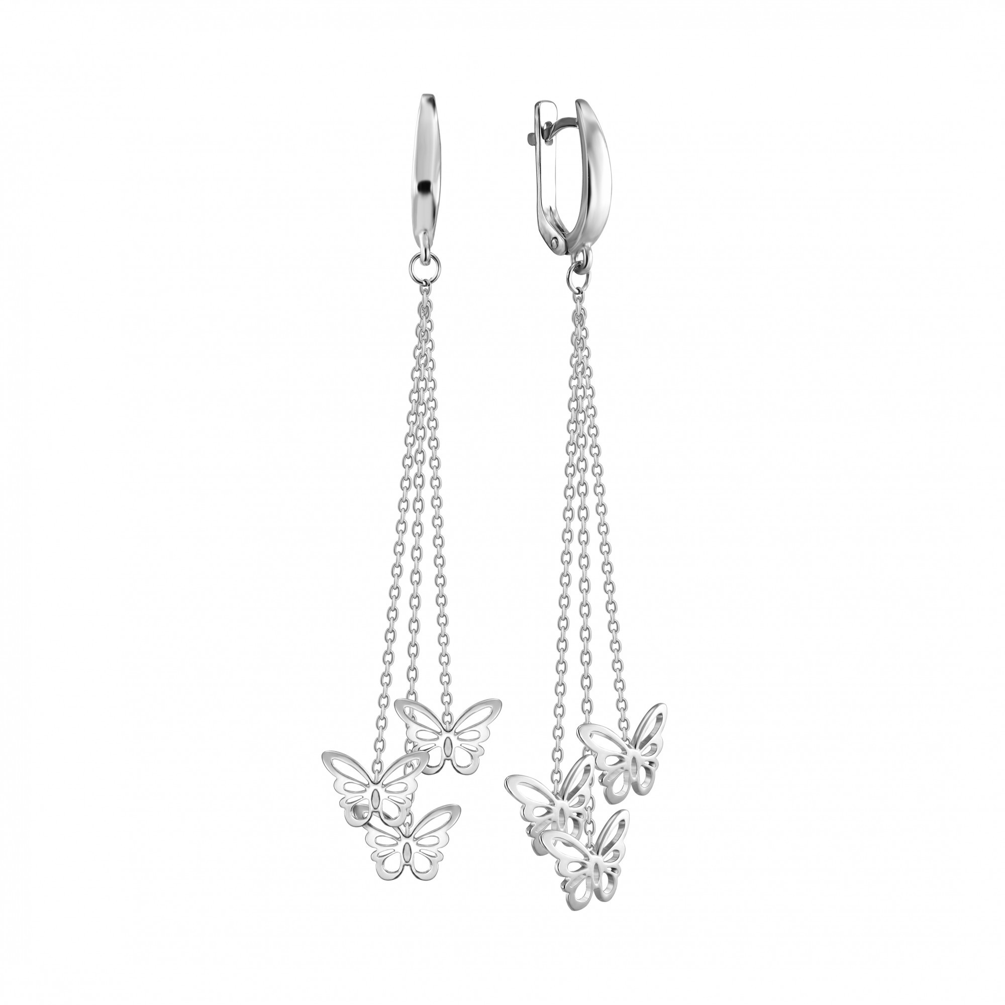 

Серебряные серьги висюльки HARMONY c23191 бел c23191