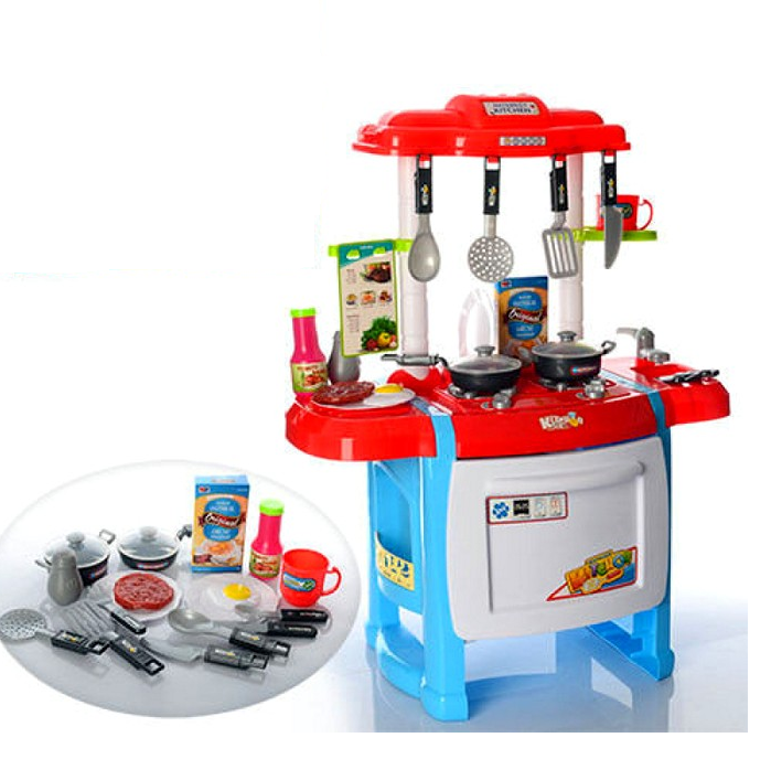 

Игровой набор кухня плита духовка посуда звук свет Kitchen WD-B18 бело синий