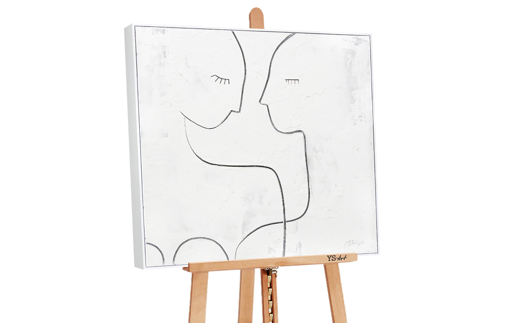 

Картина ручной работы с фигурами людей в светлых тонах, акриловыми красками на холсте, «Притяжение II», 90×90 см (MJ 001A)