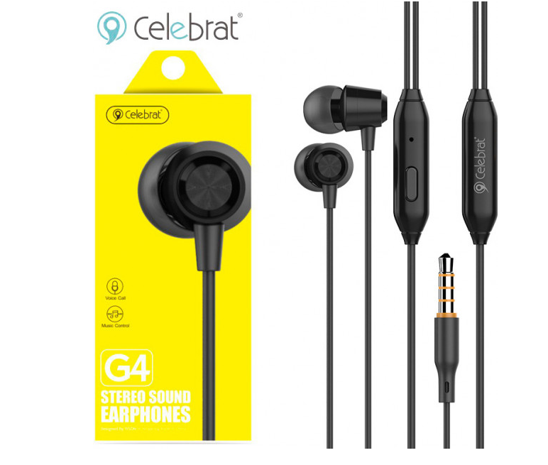 

Наушники-гарнитура Celebrat G4 Black c микрофоном и кнопкой НАЧАТЬ