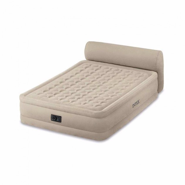 

Двуспальная надувная кровать Intex 64460 Headboard Bed With Fiber-Tech Technology (152х229x79 см) + встроенный электронасос 220V