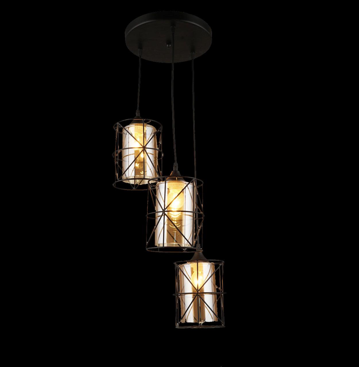 

Люстра лофт на 3 плафона Svitlight 3747/3 BK