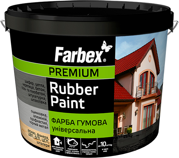 

Краска резиновая Farbex 12 кг Белая (4823083307929/4823083307929)