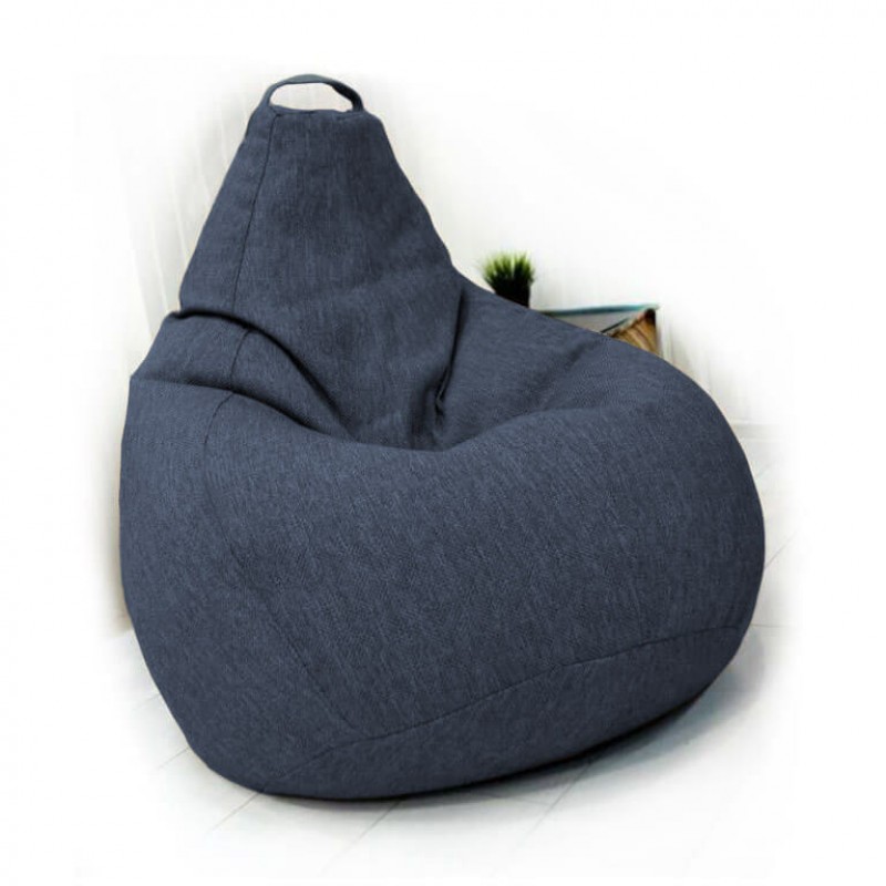 

Кресло мешок Nova KatyPuf синее "Jeans" Рогожка , Размер L 100x75
