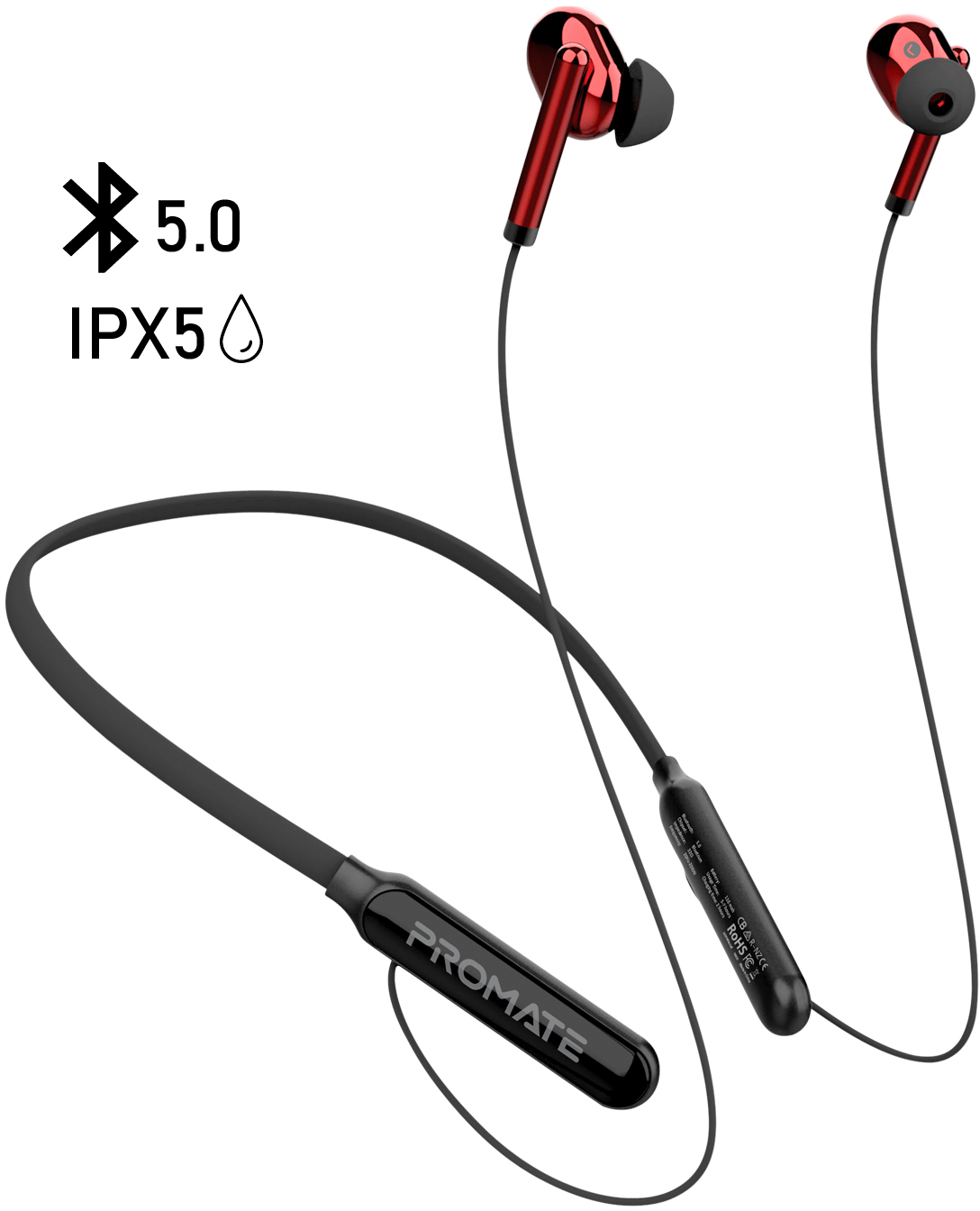 

Наушники Promate Bluetooth 5 Quartz IPX5 Red (quartz.red)