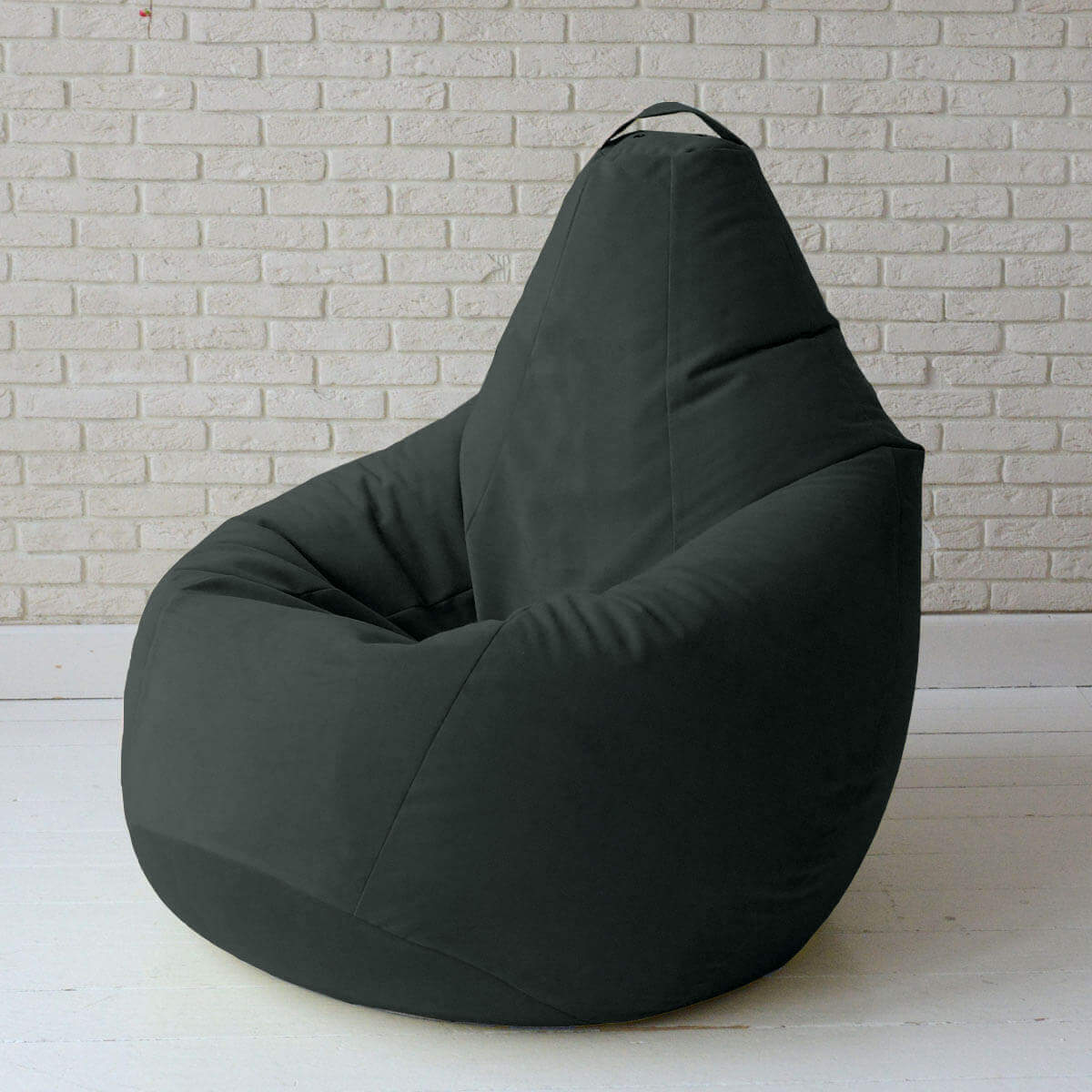 

Кресло мешок Nova KatyPuf черное с отливом Велюр, Размер XL 125x90
