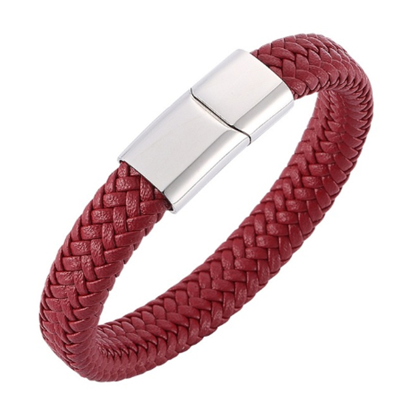 

Браслет «Royal», кожа, красный, стальная застежка