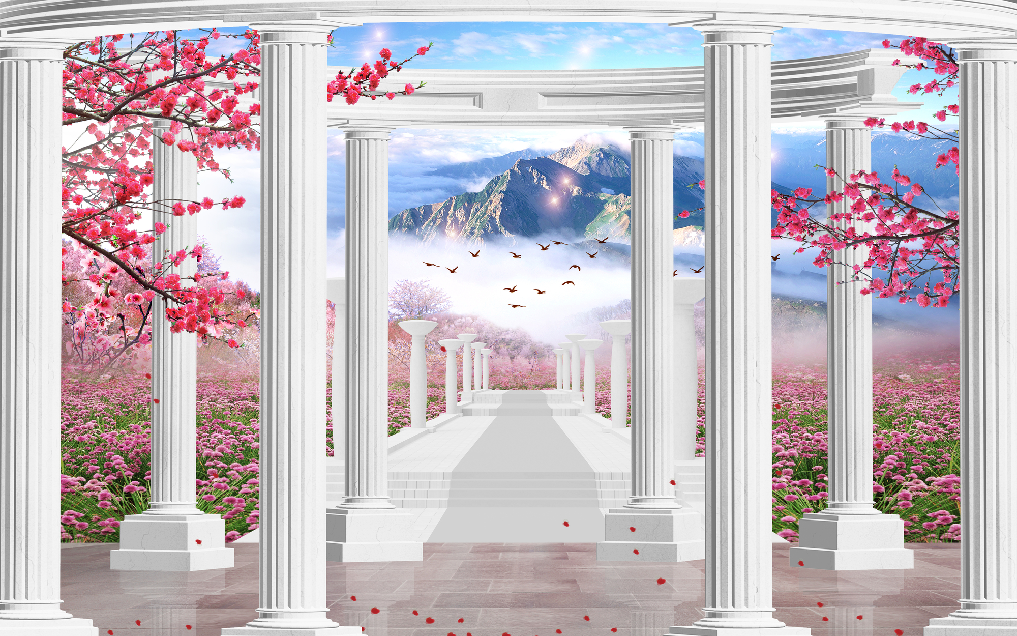 

Фотообои Природа '3D Колонны' (5194) , Штукатурка