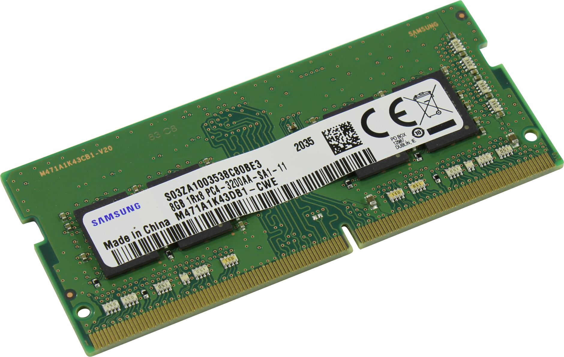 Оперативная память 8 ГБ Ddr4 для ноутбуков Samsung 3200 МГц 12 В Cl22 M471a1k43db1 Cwe