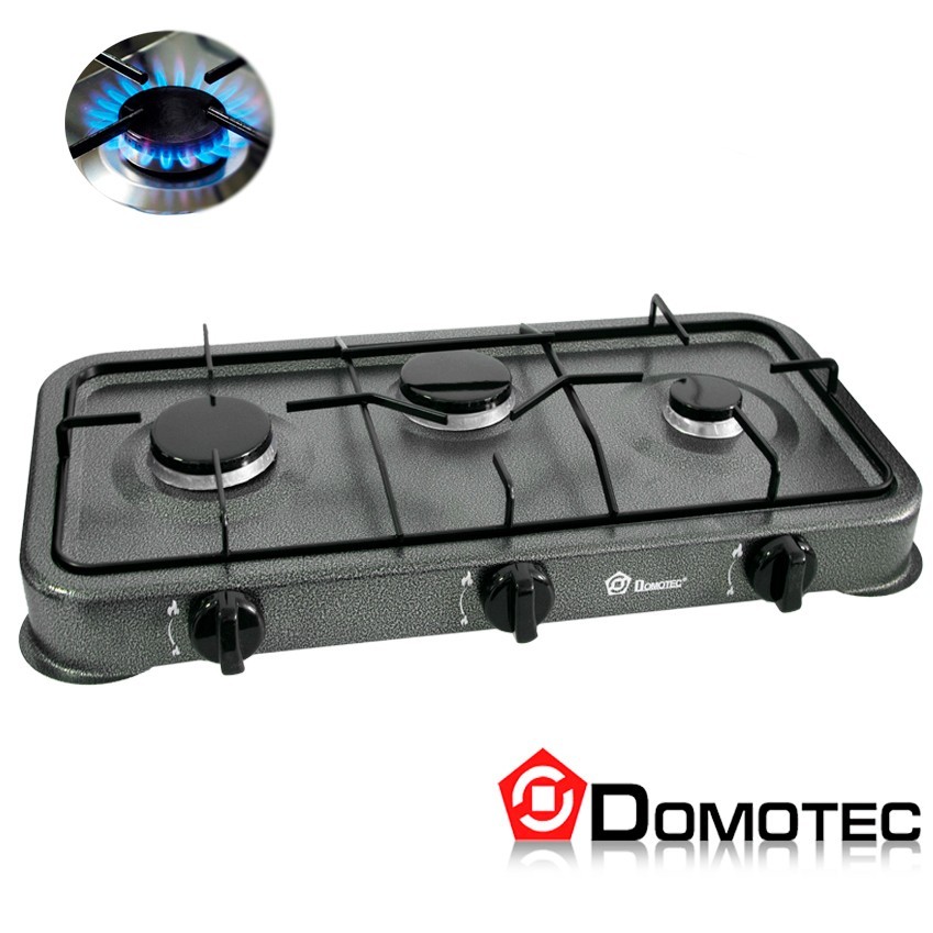Газова плита на три конфорки "Domotec MS 6603" Сіра, варильна поверхня ...