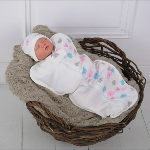 

Евро-пеленка на молнии Magbaby c шапочкой Слоники 0-3 мес