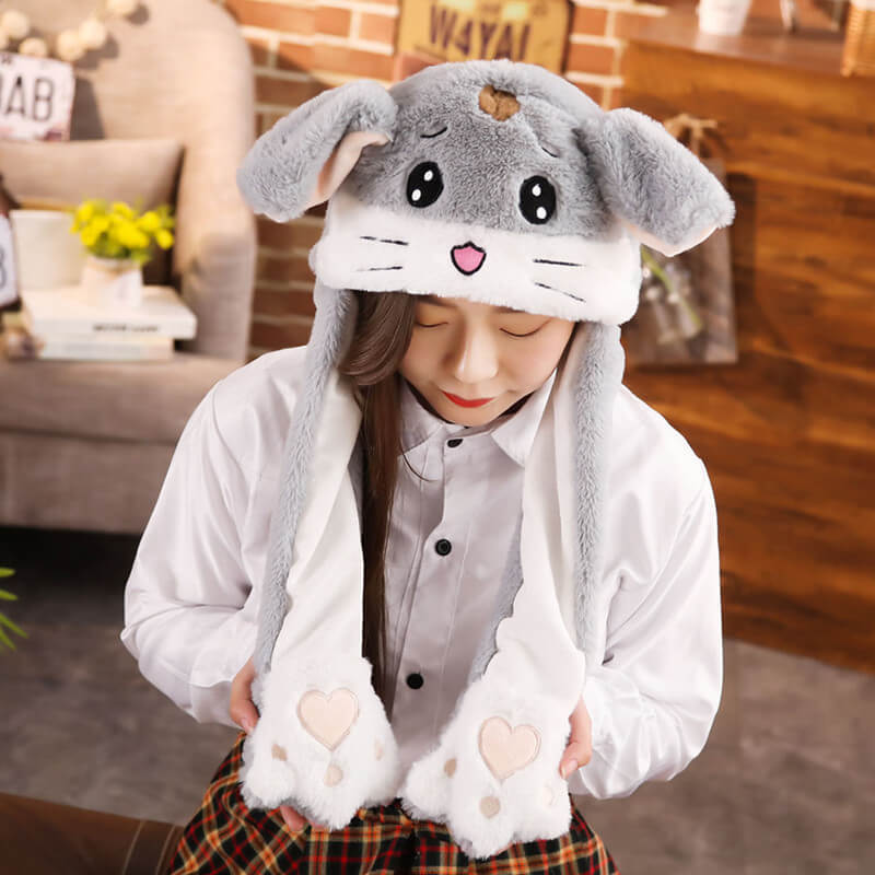 

Шапка BearWear Хомячок с хлопающими ушами и подсветкой Серый