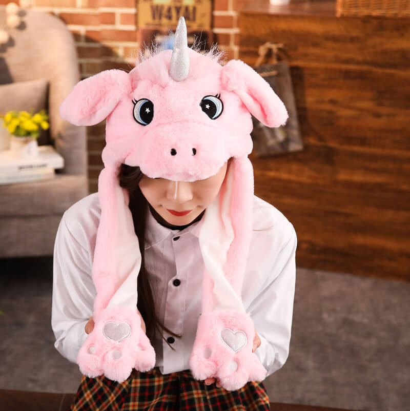 

Шапка BearWear Единорог New с хлопающими ушами и подсветкой Розовый