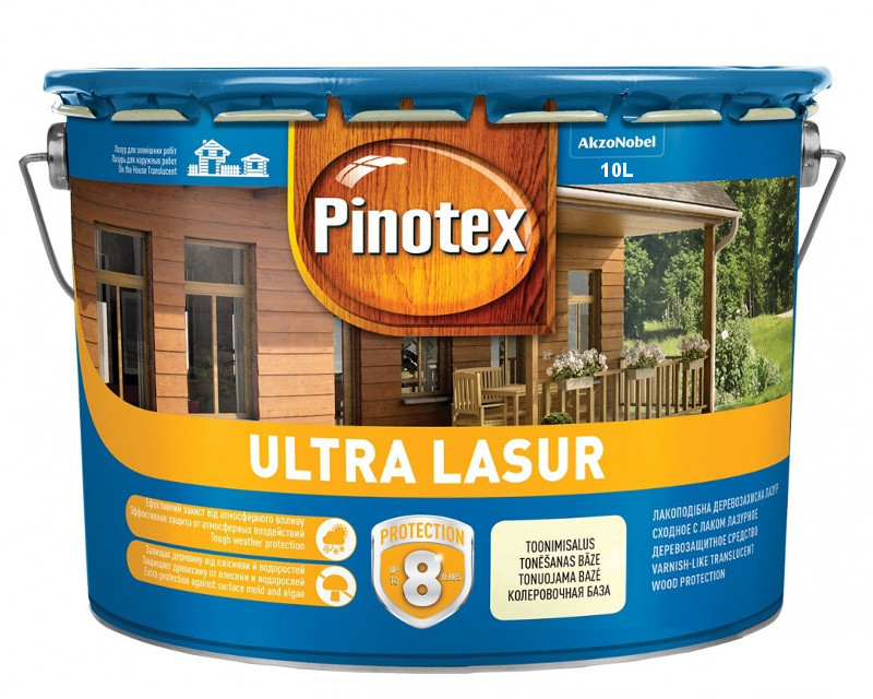 

Лазурь-лак антисептический PINOTEX ULTRA LASUR для древесины полуматовый бесцветный 10л