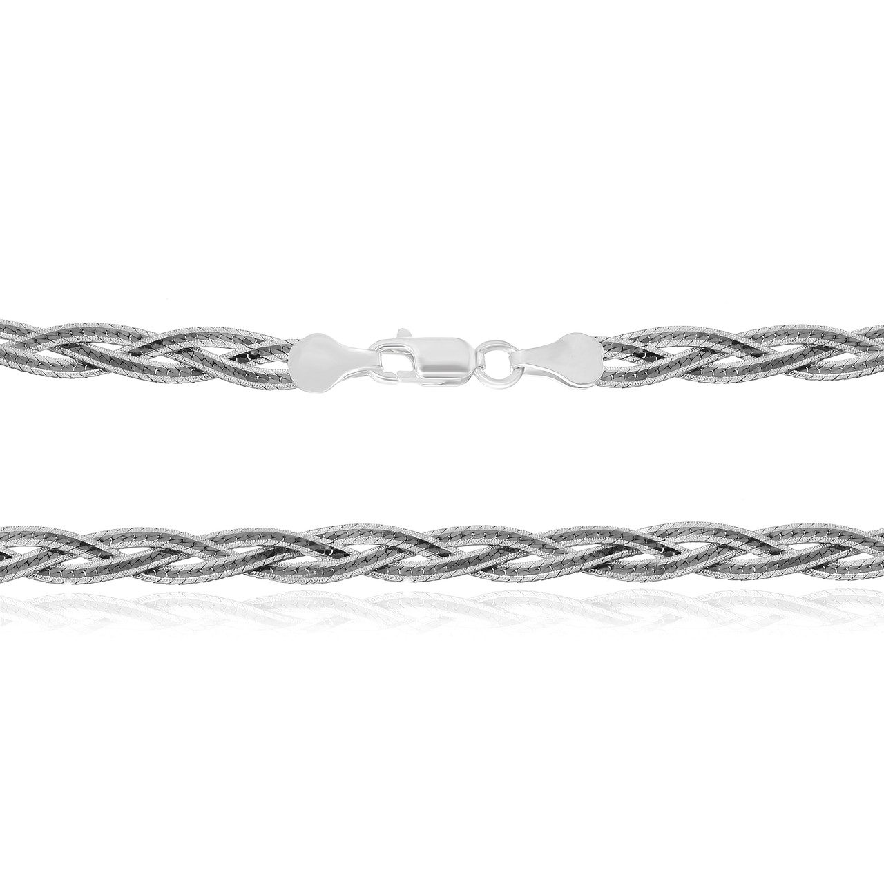 

Серебряная цепь Silvex925 оксидированная - коса 109В 4/50, женская