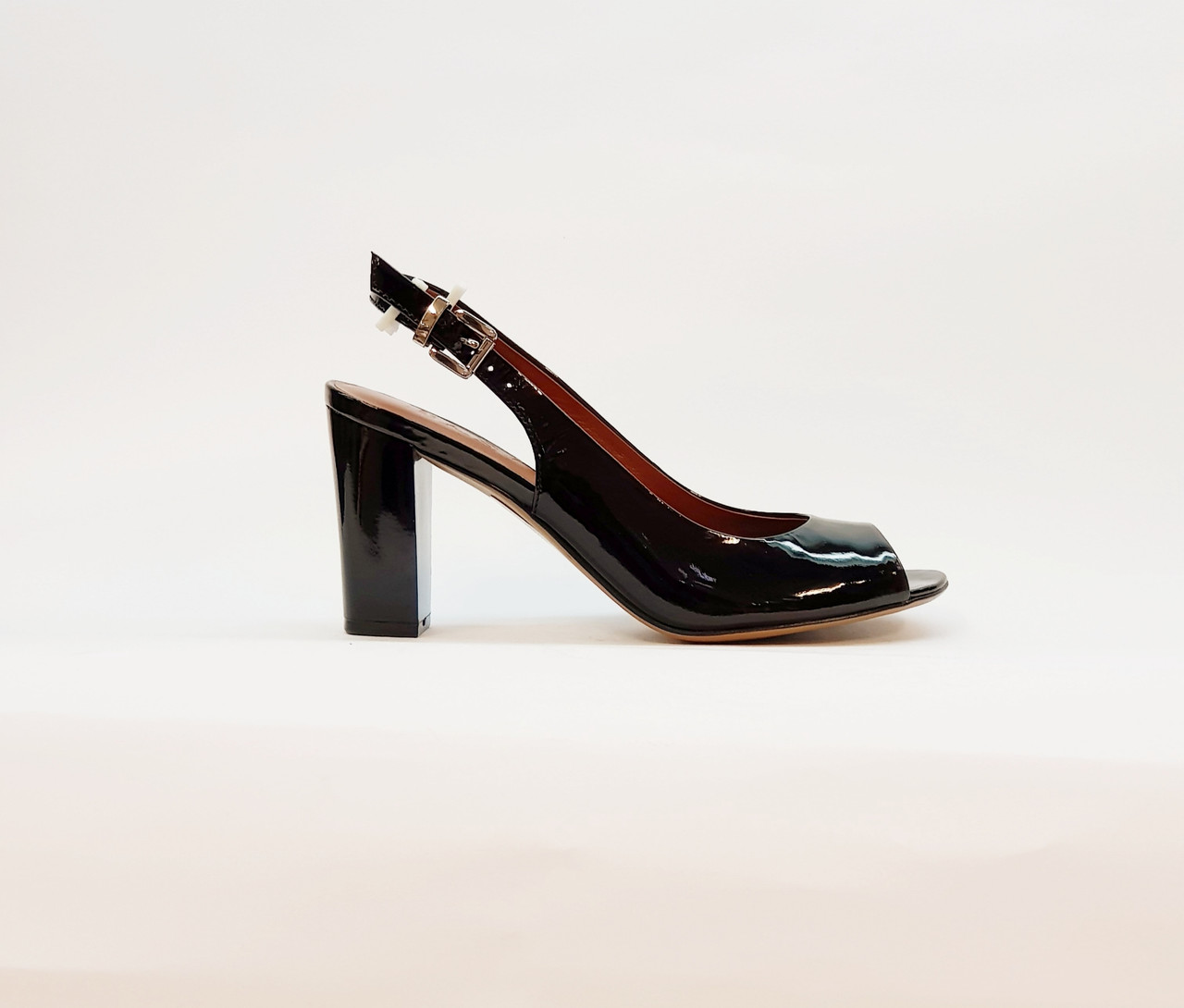 

Босоножки женские черные натуральная лаковая кожа на высоком каблуке столбик 36, 2686-4-1черн, Basconi