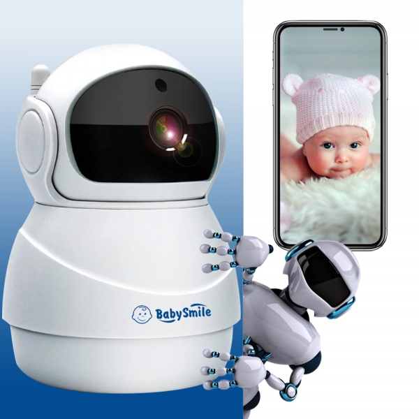 

Видеоняня BabySmile Robot (автоматический поворот за ребенком, датчик движения, 1080P, ночное видение)
