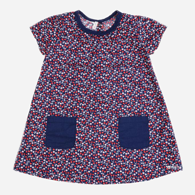Акція на Дитяче літнє плаття для дівчинки H&M 2601-20266092 68 см Темно-синє з вишнею від Rozetka