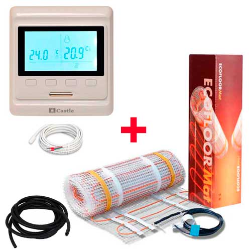 

Теплый пол Fenix нагревательный мат LDTS-160 + программируемый терморегулятор с двумя датчиками (пол + воздух) 3.35 м.кв - 560Вт