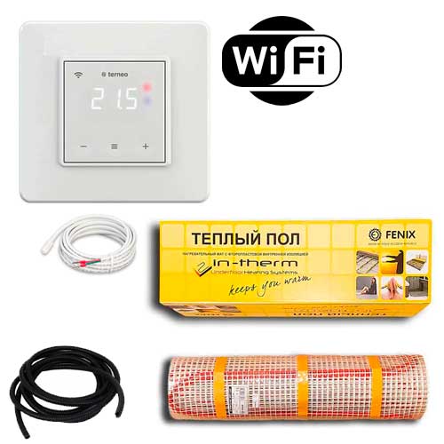 

Теплый пол двухжильный нагревательный мат IN-Term ECO 200 + программируемый WiFi терморегулятор Terneo SX 9.2 м.кв - 1850Вт