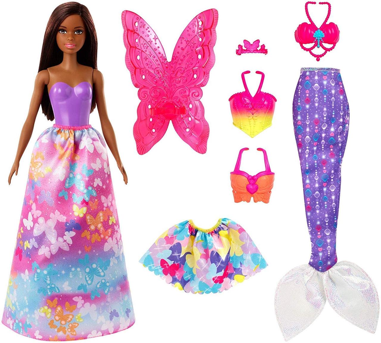 

Лялька Barbie Dreamtopia Doll and Fashions Dress Up Gift Set, Brunette Фея Русалка Казкове перетворення GJK41