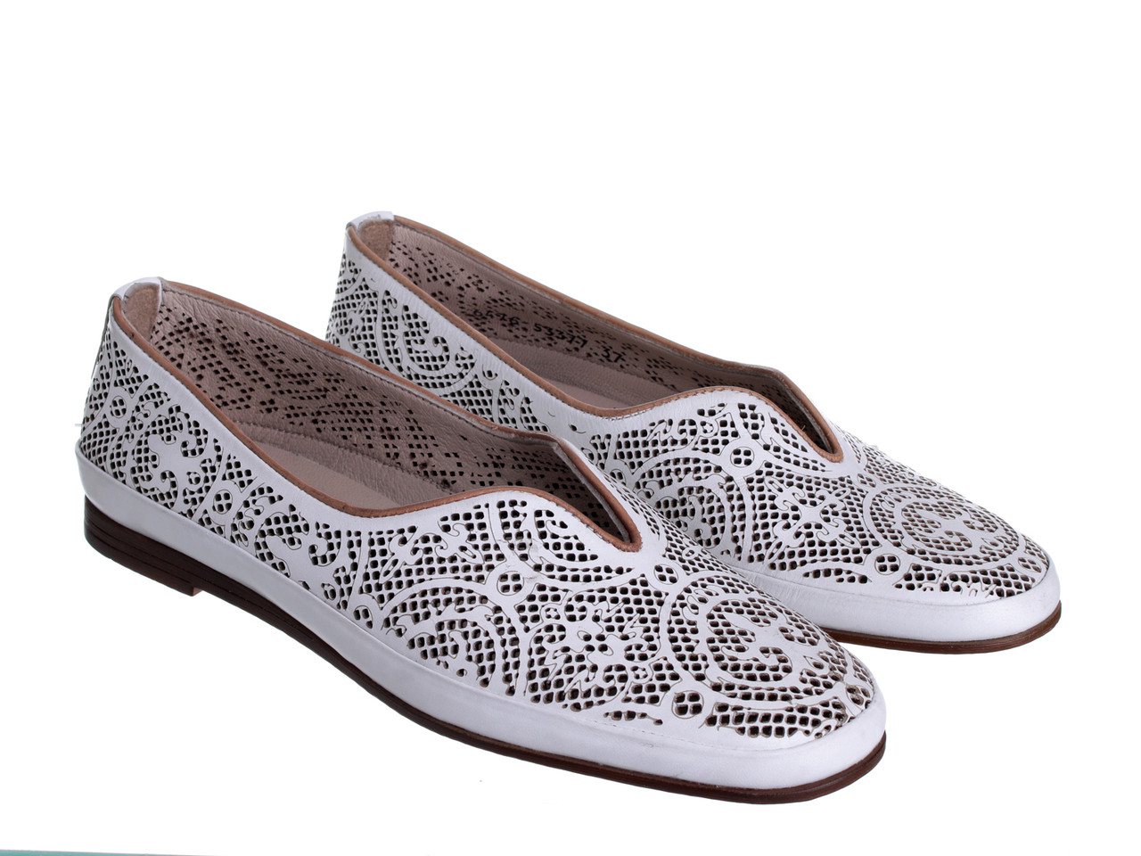 

Балетки Etor 6476-7331-1 білий+рудий, 37