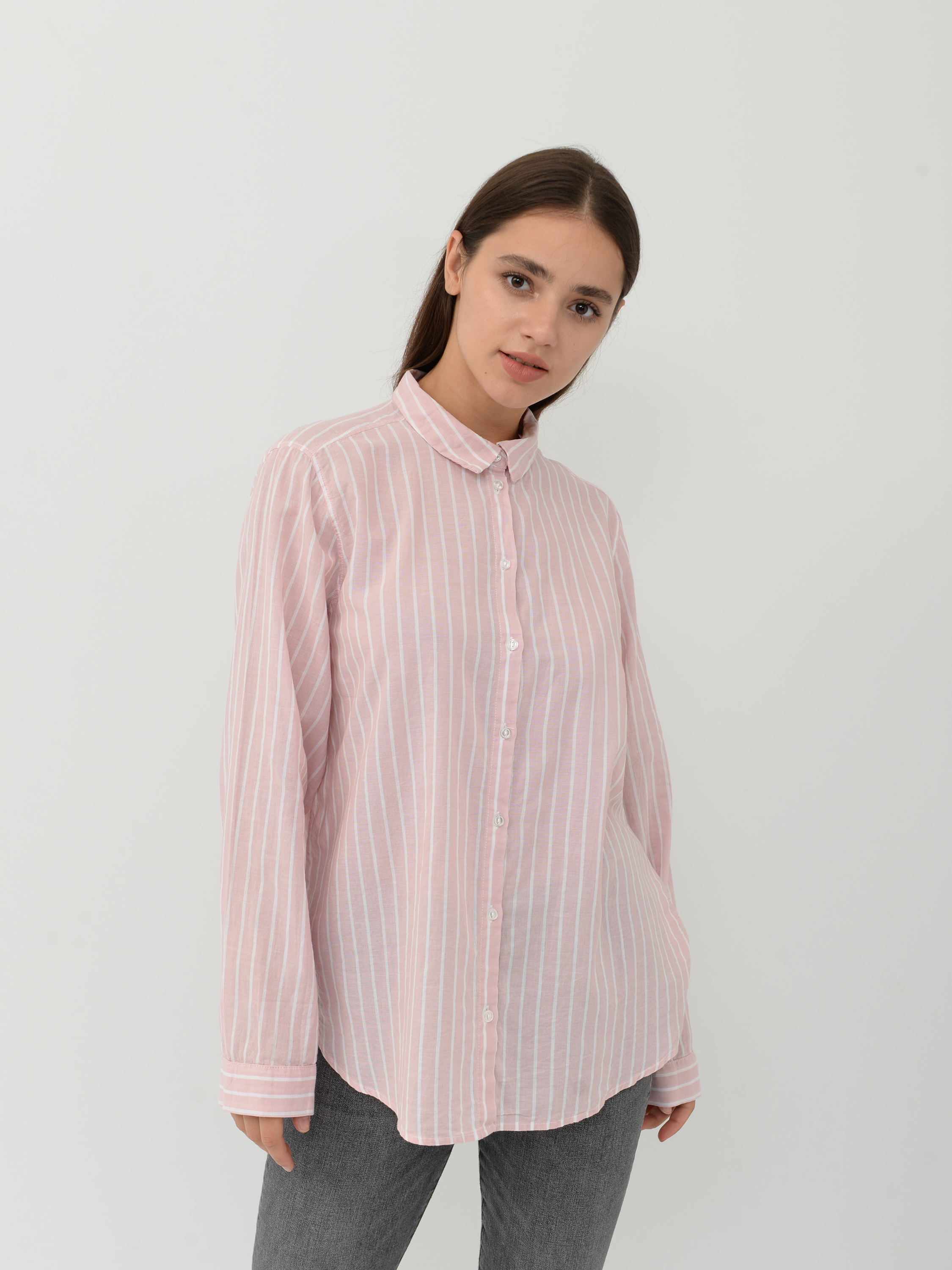 

Рубашка H&M 6975640 44 Розовая с белым