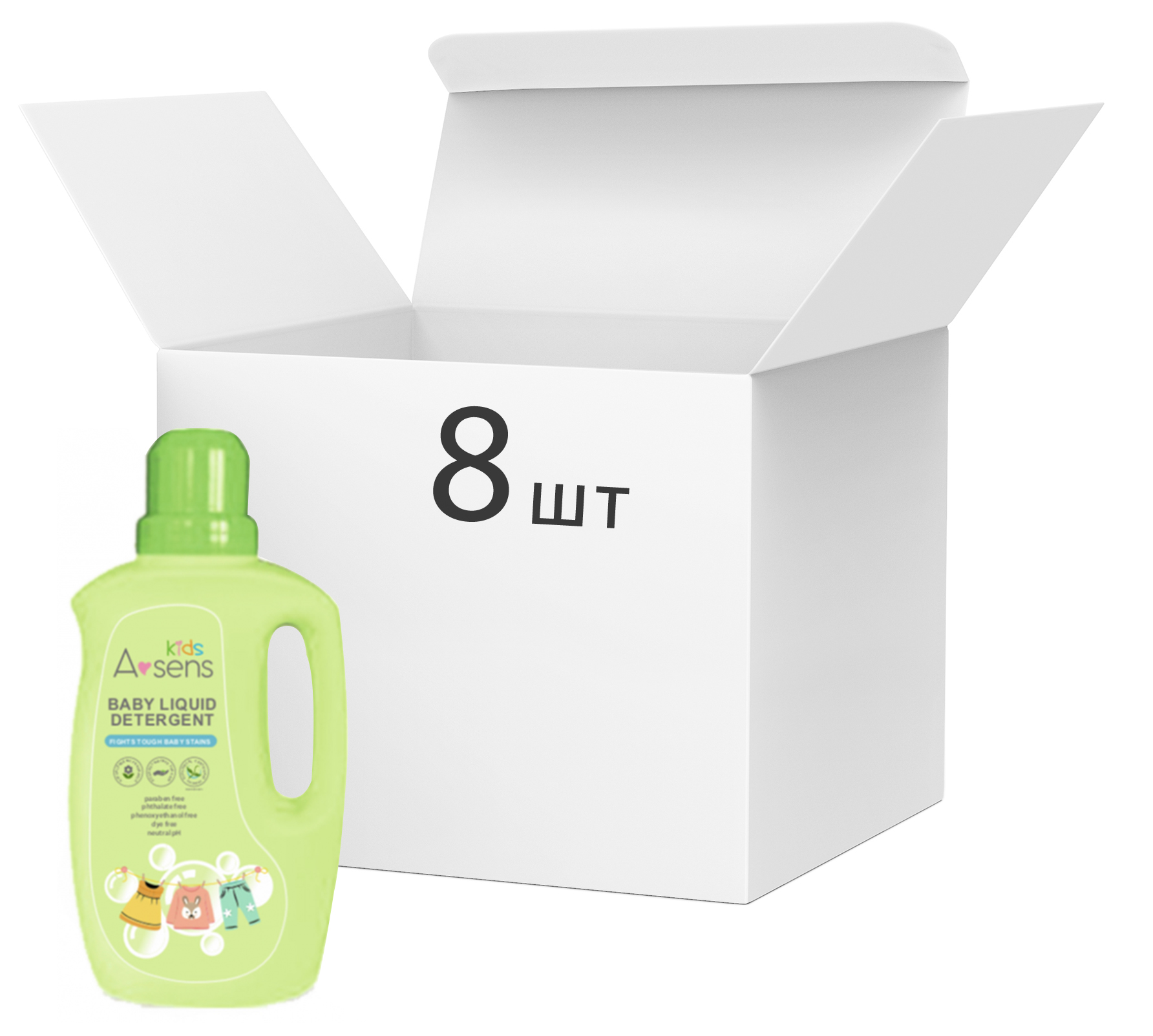 

Упаковка средства для деликатной стирки детских вещей A-Sens Kids 1 л х 8 шт