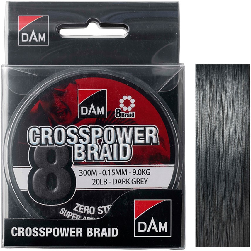 

Шнур DAM Crosspower 8-Braid 300 м 0.15 мм 9.0 кг Тёмно-серый (65849)