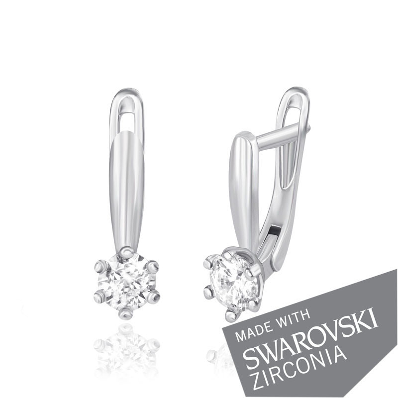 

Серебряные серьги Silvex925 с цирконием SWAROWSKI ZIRCONIA С2С/413, с английской застежкой