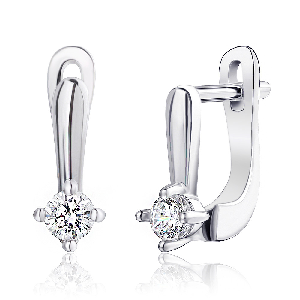 

Серебряные серьги Silvex925 с фианитом С2Ф/1482, с английской застежкой