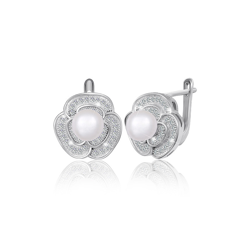 

Серебряные серьги Silvex925 с жемчугом СК2ФЖ/472, с английской застежкой