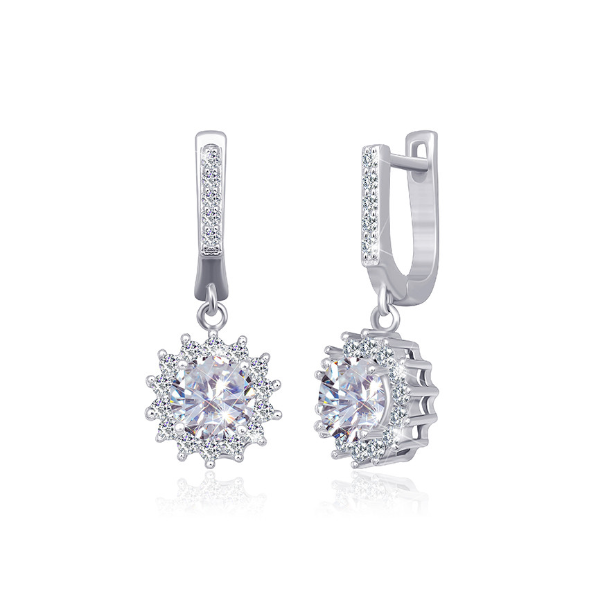 

Серебряные серьги Silvex925 с фианитом СК2Ф/435, с английской застежкой