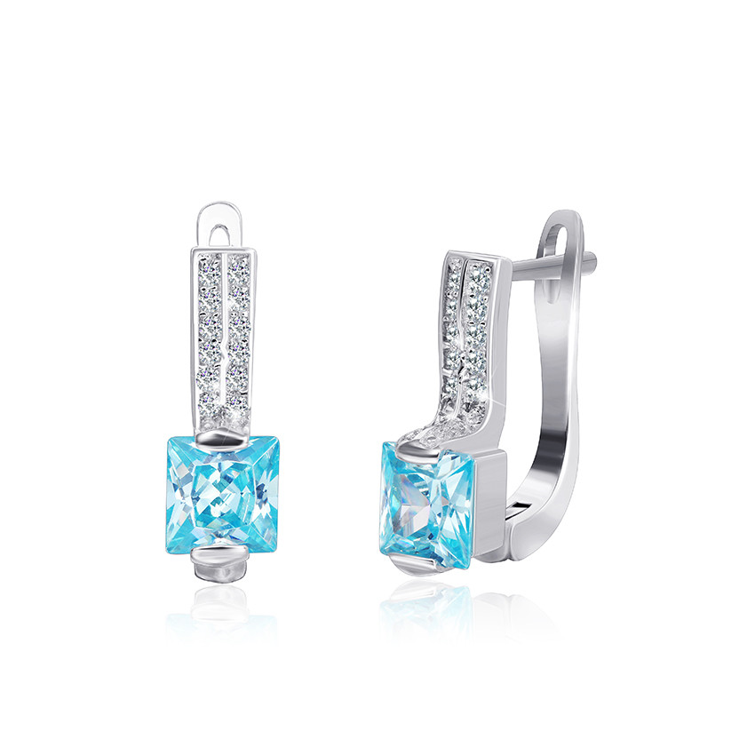 

Серебряные серьги Silvex925 с фианитом СК2ФТ/389, с английской застежкой