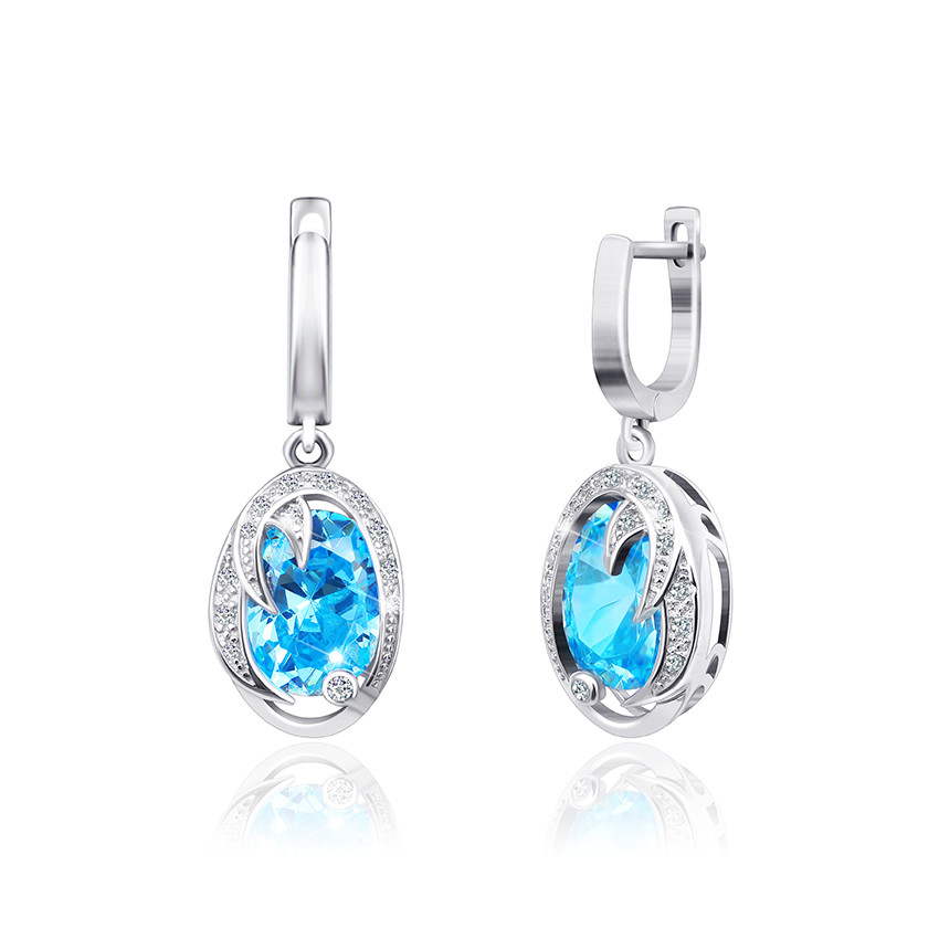 

Серебряные серьги Silvex925 с фианитом СК2ФТ/411, с английской застежкой