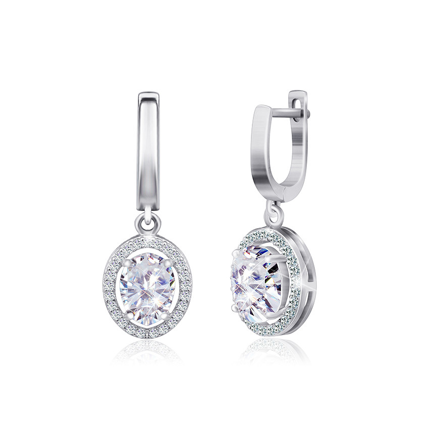 

Серебряные серьги Silvex925 с фианитом СК2Ф/390, с английской застежкой